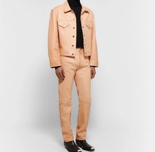 �1495 NWT Helmut Lang Raw Lamb Leather Masc Trucker Jacket Unisex Size M Men's