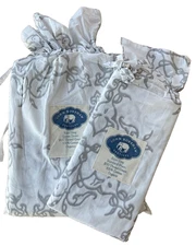 JOHN ROBSHAW~KAJAL GRAY~QUEEN DUVET + SHAM~200 tc~100% ORGANIC COTTON~Scroll~NWT