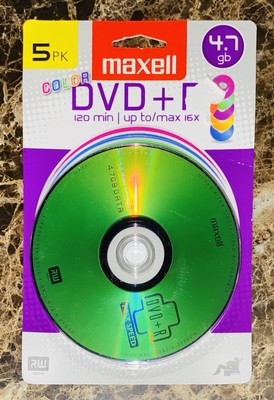 5 Pack Maxell PLATINUM RW DVD+R 4.7gb 120 Min Max 16x 2 Hrs SP Mode Media GR
