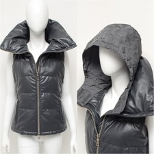 Authentic Women's Prada Genuine Leather Down Puffer Vest Jacket Gray Size 38,~S