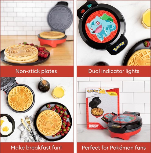 Pokemon Waffle Maker Non Stick Cooking Plates Pancake Cooking Dessert Bulbasaur - Picture 8 of 10