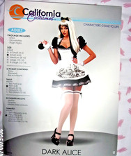GOTHIC DARK ALICE  FANCY DRESS  OUTFIT  & STOCKINGS  SIZE  S  OR 6/ 8 HEN DO