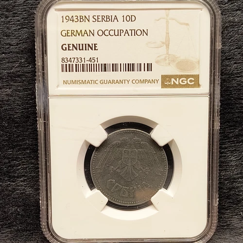 1943BN Serbia 10D German Occupation  NGC Genuine