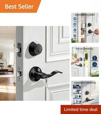 Matte Black Modern Door Handle with Keyed Alike Deadbolt for Ultimate Security