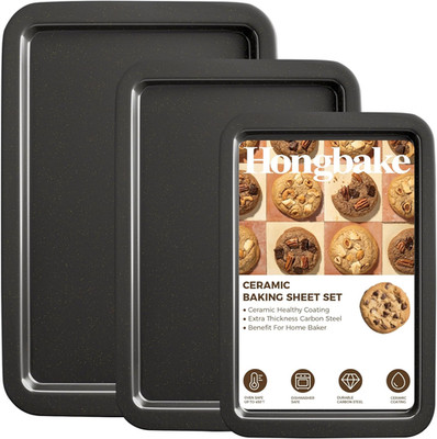 HONGBAKE Ceramic Baking Sheet Pan Set, Cookie Sheet for Oven, Bakeware Sets with