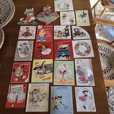 Vtg 1950s Lot of 21 Mixed Greeting Cards Birthday, Mother's Day, Kitsch Pop-up