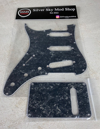 PRS SILVER SKY SE LEFT HANDED PICKGUARD , BACKPLATE & TRC BLACK PEARLOID