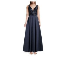 Sachin Babi Sleeveless Bella Midnight Blue Sequin Formal Evening Gown Size: 4