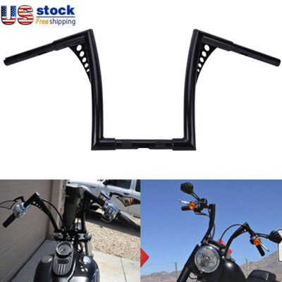 Black 14'' Rise 1-1/4'' Ape Hanger Bar Handlebar For Harley FLST Sportster