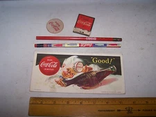 Vintage COCA COLA Lot - Matchbook Wood Nickel 2 Pencils Ink Blotter