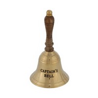 Tischglocke Messing Captain's Bell 125Mm 160Mm Holzstiel Tischklingel Antik Boot