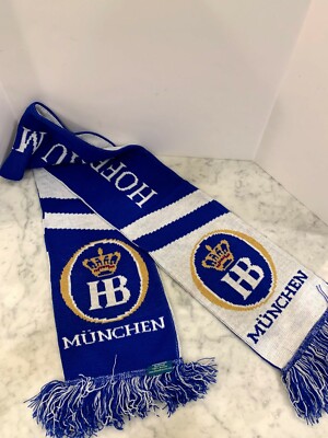 NEW Hofbrau Munchen Brewery Beer Scarf Reversible Blue and White 61  L x 7.5  W