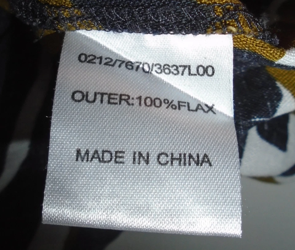 Falda Hobbs Parkin marrón marino amarillo blanco estampado 100% lino talla 12 en muy buena condición Foto 3 de 4