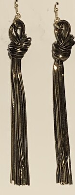 EXPRESS Black & Gold Knot Fringe Drop Earrings