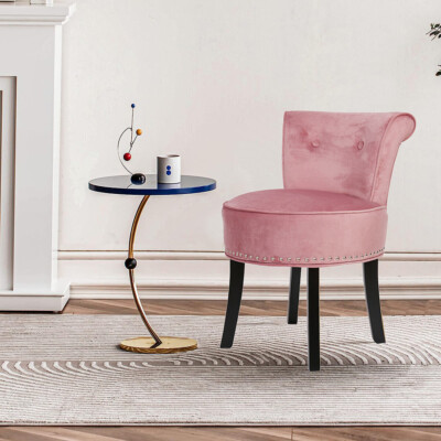 Velvet Vanity Stool Chair w/ Back fr Makeup Room Bedroom Living