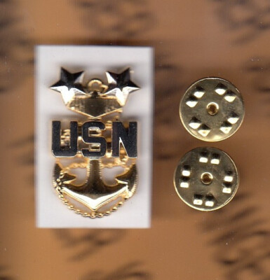 USN NAVY Master Chief Petty Officer E-9 MCPO ~1'' rank Badge c/b