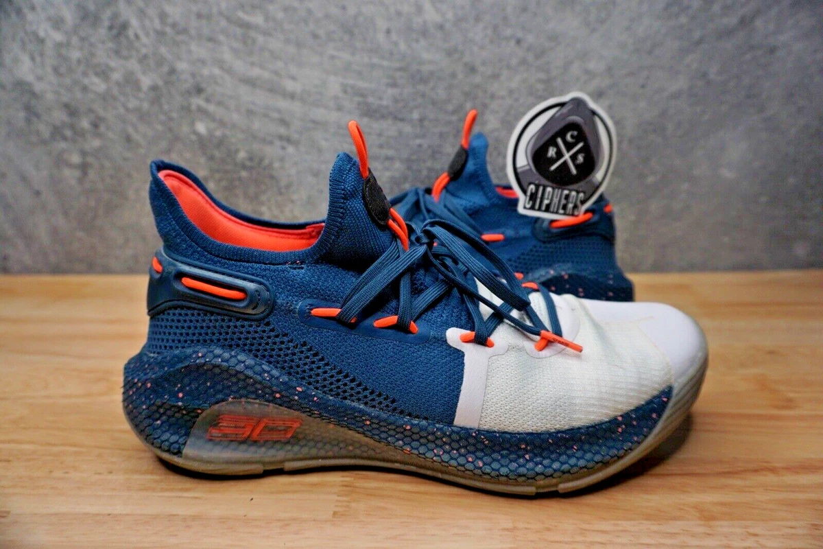 Size 9.5 Under Armour Curry 6 Splash Party Blue Basketball Shoes