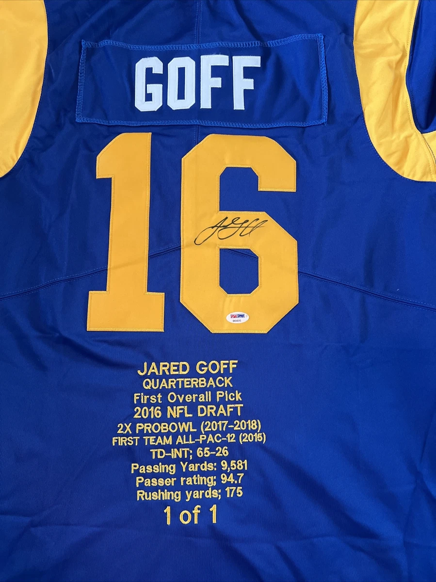 Jared Goff Signed/Autographed 1/1 LA Rams Jersey NFL PSA/DNA Stats