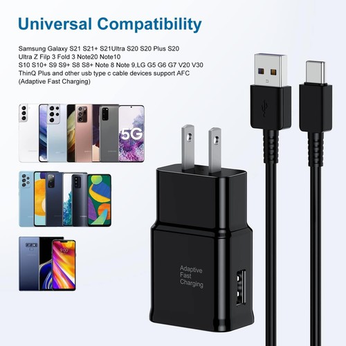 Safe Fast Charge USB C Chargeur Mural Pack de 2 avec Câble de 6 pieds pour Téléphones Android - Photo 6 sur 9