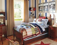 Pottery Barn Kids Sports Patchwork Quilt Set Twin Baseball Football Soccer