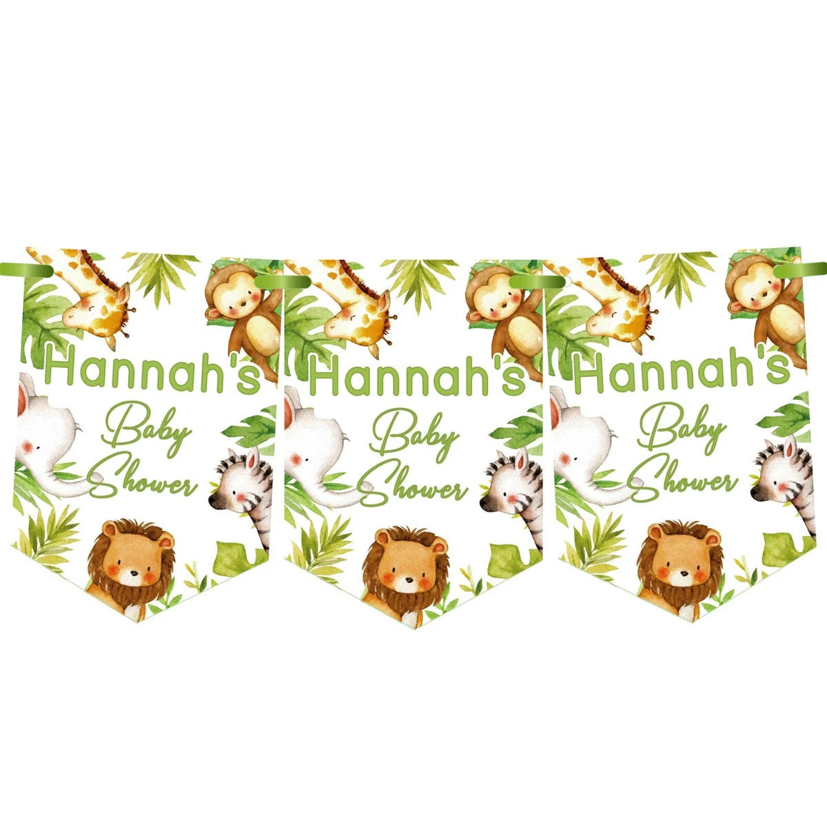 Safari Jungle Baby Shower Bunting Personalised Baby Shower Banner Boy or Girl