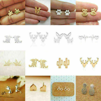 Women's Earrings Cute  Silver Jewelry  Fashion  Cartoon Ear Stud Gifts unique