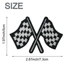 Patch 1pc Racing Checkered Crossed Flags Iron on Patch Sports