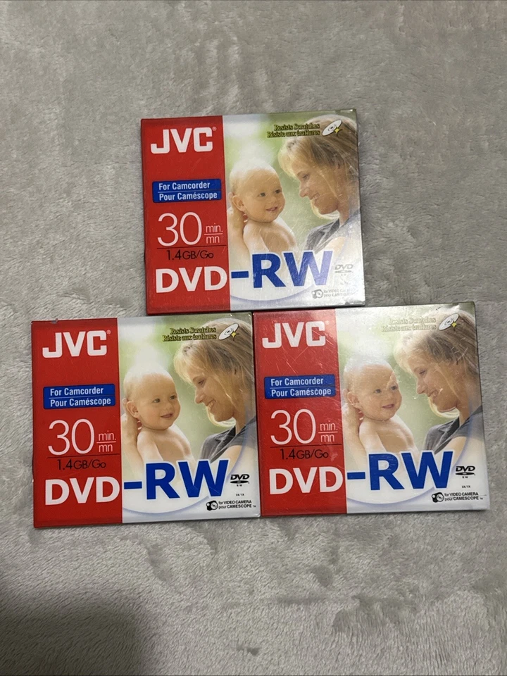 3 X JVC DVD RW 1.4 GB 30 MINUTES CAMCORDER MINI RE-RECORDABLE VIDEO CAMERA DISC - Image 2 of 4