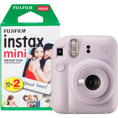 Fujifilm Instax Mini 12 Lila + 1 Film mit 20 Fotos, Sofortbildkamera
