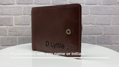 Personalised Engraved Tan Leather Wallet - RFID Blocking Bifold Mens Gift (Handmade In UK) 7 thumbnail image