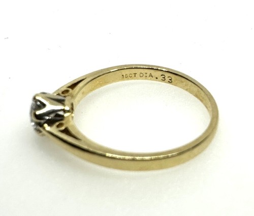 18ct Gold Diamond Ring 18K Yellow Gold 0.33ct Diamond Engagement Ring Vintage - Picture 20 of 24