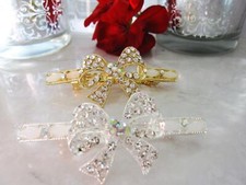 Bow shaped crystal hair barrette clip bridal clip bridal barrette