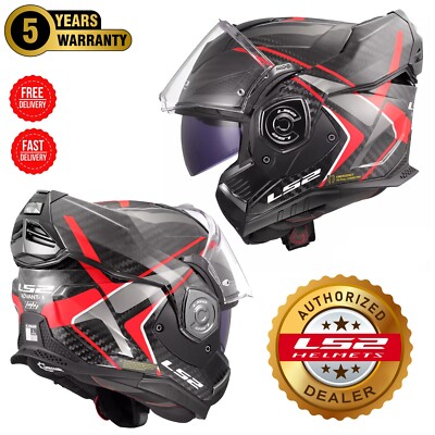 LS2 FF901 MODULAR ADVANT X CARBON FUTURE RED FIBRE FLIP FRONT