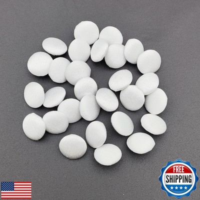 Carytalee 30PC White 12.5mm Satin Fabric Cloth Covered Buttons with Shank - R