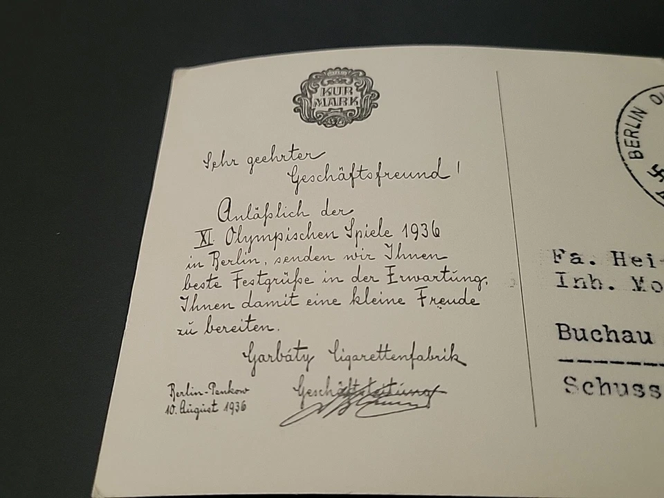 Germany Photo Postcard 1936, Berlin Olympics , Personal invitation, W/ Postmark  - Image 4 of 4