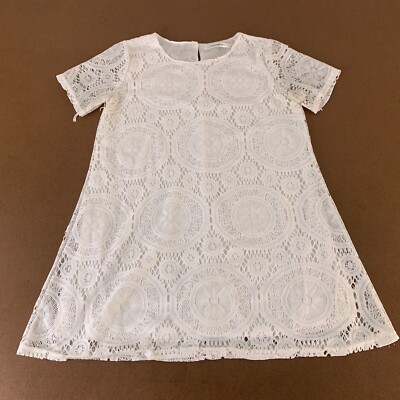 Heramay Women's Large White Lace Layered Short Sleeve Round Neck A Line  Dress | eBay