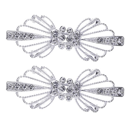 Prettyia 2 x Crystal Wedding Closure Hook & Eye Clasp Sewing Supplies Silver - Picture 9 of 12