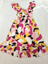 Nine West Multicolor Geometric Midi Dress Pink Yellow Black White Size S