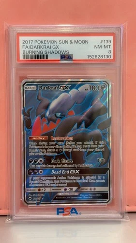 POKEMON BURNING SHADOWS DARKRAI GX #139 FULL ART HOLOFOIL PSA 8 NM