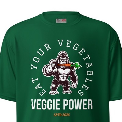 Eat Your Vegetables Gorilla T-Shirt Veggie Power Fitness Graphic Tee