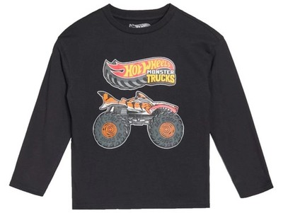 Hot Wheels 134 Shirt Monster Trucks Langarm Langarmshirt Schwarz Autorennen Auto