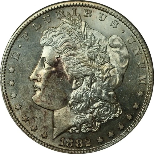 USA 1882 S Morgan Silver Dollar UNC Proof-Like Reverse + Toning