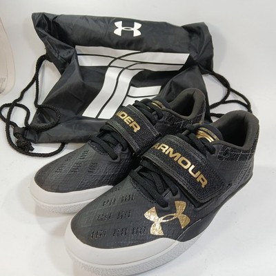 Size 7.5 - Under Armour Centric Grip Black Metallic Victory Gold Throwing Shoes