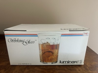 NIB 6 Luminarc 10-Panel Working Glass Tumblers 5 1/2'' Tall  21oz NEW In Box!