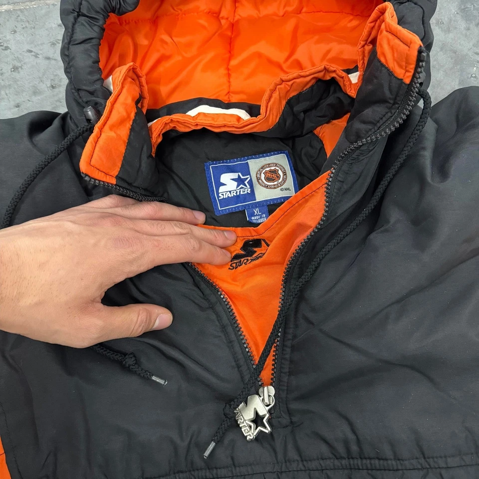 Chaqueta Pullover Anorak Vintage Starter Philadelphia Flyers Naranja Negra XL NHL Foto 4 de 4