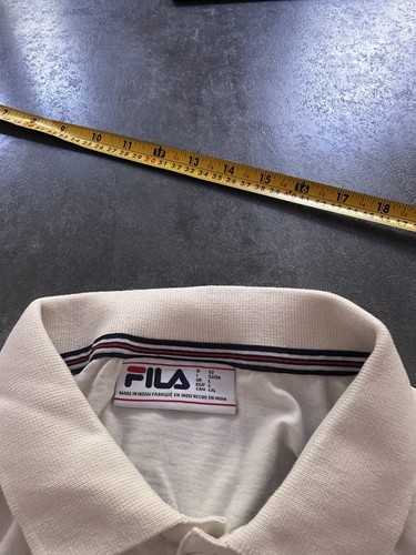 Retro Fila Polo Shirt Green Blue White Large 80s Casuals Vintage Bjorn Borg - Picture 4 of 5