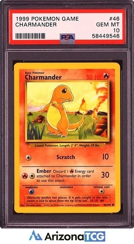 Pokemon 1999 Charmander 46/102 Base Set Unlimited GEM MINT PSA 10