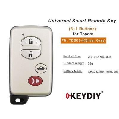 KEYDIY KD TDB03-4 Fit for Toyota Universal Smart Remote Key 3+1 Buttons