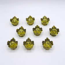Green Glass Taper Candle Holders Maple Leaf Shaped Lot of 9