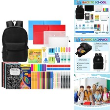 Gilprop 86 Pcs School Supplies Kit with Backpack Black